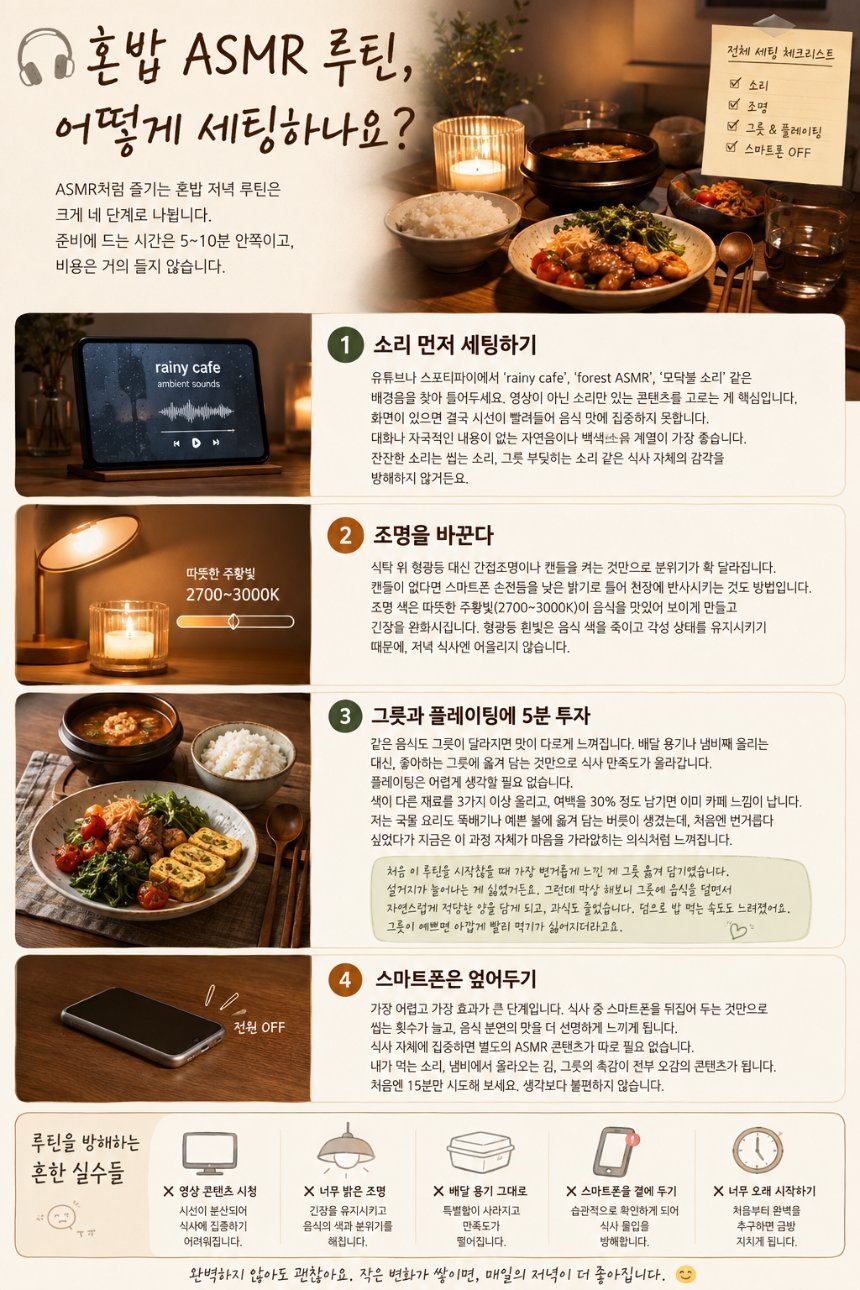 혼밥 일상, ASMR처럼 즐기는 나만의 저녁 식사 루틴