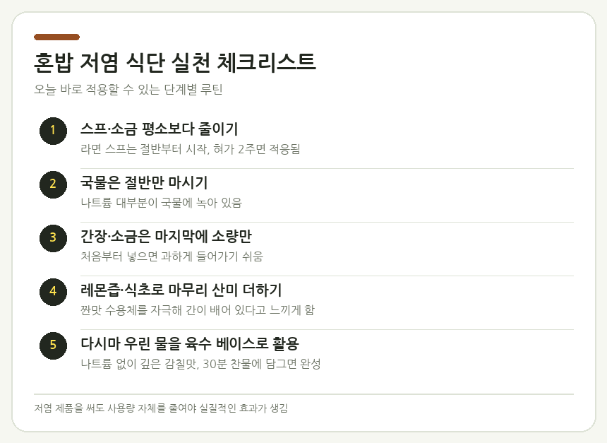 혼밥 저염 식단 실천 체크리스트